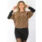 Mintás csillámos lurexes,denevérujjas ruha! púder-bronz M-XL