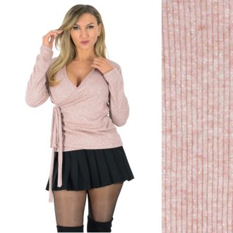 Csillámos,pihe-puha ,átlapolt felső! mályva S-L