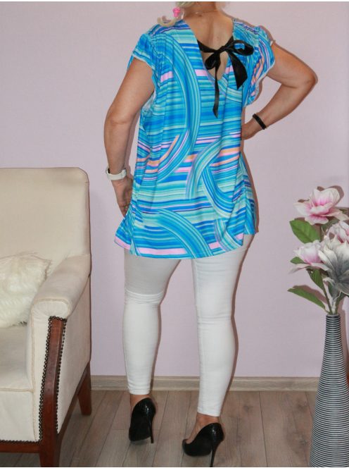 Mintás,fodros ujjú,dupla V kivágású tunika! XL-XXL