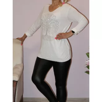 Strasszos életfás,denevérujjas  felső ! fehér  XXL-3XL