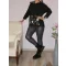 Mintás,kenguruzsebes,kapucnis felső ! fekete  L-XL