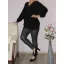 Strasszos lurex anyagú,V nyakú,passzés aljú felső!  fekete XXL-3XL