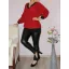 Strasszos lurex anyagú,V nyakú,passzés aljú felső!  piros XXL-3XL