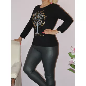 Életfás,V nyakú,likrás kötött felső! fekete S-XL