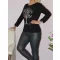 Életfás,V nyakú,likrás kötött felső! fekete S-XL