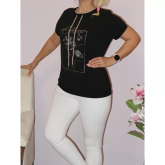 Strasszos arany virágos felső! fekete M-XL