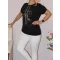 Strasszos arany virágos felső! fekete M-XL
