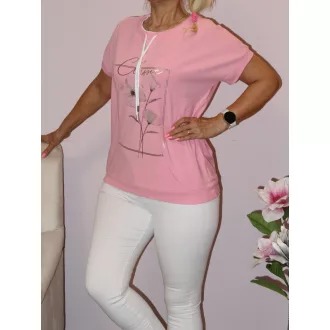 Strasszos arany virágos felső! rózsaszín M-XL