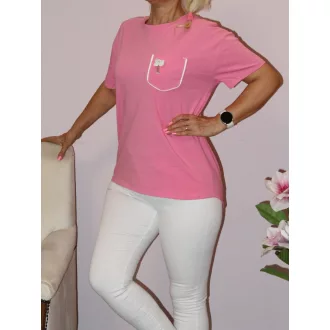 Virág díszes,zsebes  felső! rózsaszín M-XL