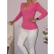 Húzott vállú,V nyakú,bordás felső! pink S-L