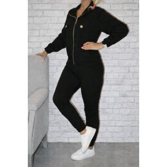   Cipzáras,gombdíszes,zsebes,prémium  szabadidőruha ! fekete M-L