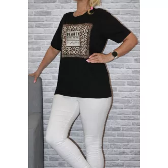 Strasszos leopárd mintás,prémium felső! fekete L-XL