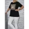Strasszos leopárd mintás,prémium felső! fekete L-XL