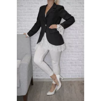 Csipkés aljú-ujjú,gombos zakó! fekete L-XL