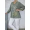Virágos,fodros V nyakú,prémium felső ! khaki L-XXL