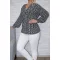 Görög mintás,V nyakú,gumis aljú felső! fekete-fehér  L-XXL