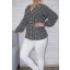 Görög mintás,V nyakú,gumis aljú felső! fekete-fehér  L-XXL