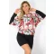 Mintás,denevérujjas ruha! fehér-bordó  M-XL