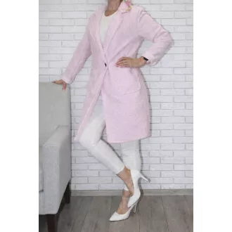 Zsebes, gombos, buklé kabát!  rózsaszín M-XL