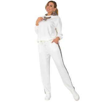   Leopárd mintás, különleges nyakmegoldású,zsebes szabadidőruha ! fehér L-XL