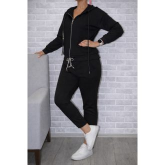 Cipzáras,kapucnis,zsebes együttes ! fekete M-L