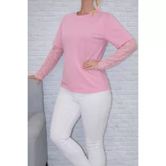Csipkés ujjú  felső ! rózsaszín S-L