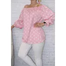 Pöttyös,gumis nyakú, spanyol ujjú felső! rózsaszín M-XL