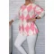 Rombusz mintás,csipkés ujjú  felső ! pink L-XXL