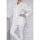 Nyaknál kötős,mandzsettás ujjú felső! fehér L-XXL