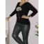 Strasszos virágos,V nyakú,likrás kötött felső! fekete M-XL