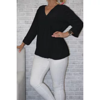 V nyakú,gumis aljú  hideg selyem felső! fekete  XL-XXL