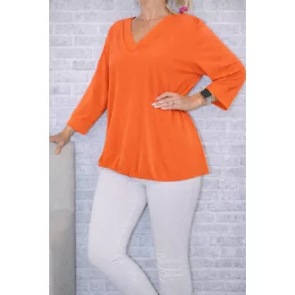 V nyakú,gumis aljú  hideg selyem felső! korall  XL-XXL