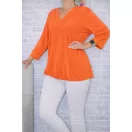 V nyakú,gumis aljú  hideg selyem felső! korall  XL-XXL