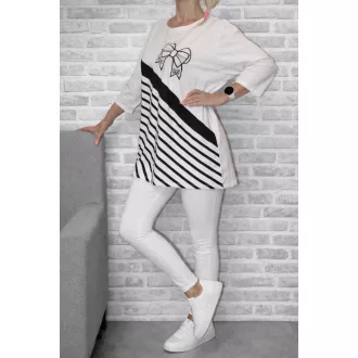 Strasszos masnis,csíkos  prémium  felső ! fehér XL-XXL