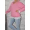 Csipkés aljú-ujjú,V nyakú,kitűzős felső! pink L-XL