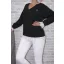 Csipkés aljú-ujjú,V nyakú,kitűzős felső! fekete L-XL