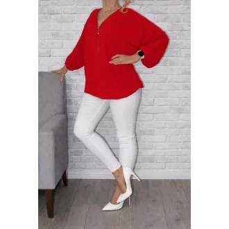 Cipzáras,gumis aljú muszlin felső! piros  XL-XXL