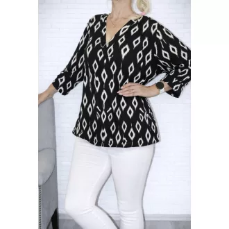  Rombusz mintás,V nyakú,gumis aljú  hideg selyem felső!  XL-XXL