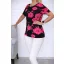  Virágos,húzott vállú felső!  fekete-pink  M-XL