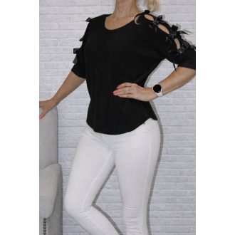 Válla nyitott szalagos,puhaanyagú felső ! fekete M-XL