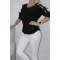 Válla nyitott szalagos,puhaanyagú felső ! fekete M-XL
