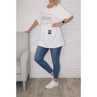 Mintás ,kenguruzsebes,alja kötős felső ! fehér XL-XXL