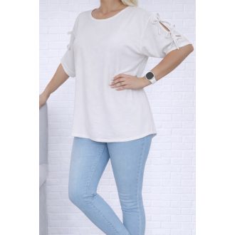 Válla nyitott masnis felső ! fehér L-XL