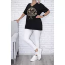 Strasszos,életfás,felsliccelt oldalú prémium  felső ! fekete XL-XXL