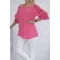 Csipkés ujjú,vállra húzható felső ! pink M-XL