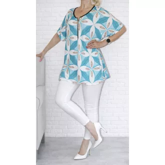 Mintás,cipzáras felső ! türkizzöld-fehér XXL-4XL