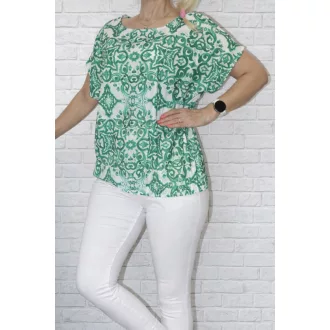 Mintás,gumis aljú felső ! zöld-fehér L-XL