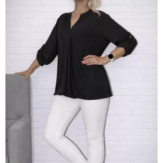 Egyszínű, ingfazonú ,gumis aljú felső! fekete L-XXL
