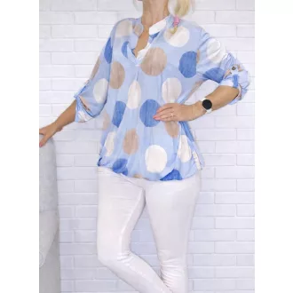 Pöttyös, ingfazonú ,gumis aljú felső! kék L-XXL