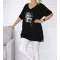 Cicás,V nyakú,felsliccelt oldalú prémium  felső ! fekete XL-XXL